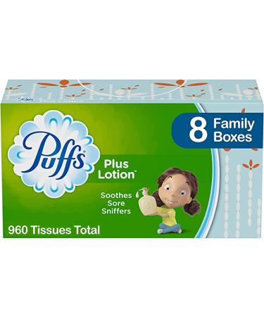 Lotion Facial Tissues 8 Family Boxes 120 Tissues per Box (960 Tissues Total)