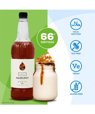 Vegan & Nut-Free Simply Hazelnut Syrup - 1 Litre for Coffee, Cocktails & Baking - Buy Online on GoSupps.com
