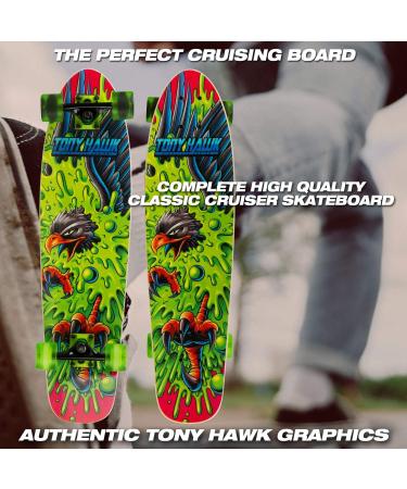 Tony Hawk 31 Complete Cruiser Skateboard | 9-Ply Maple Deck for Cruising, Carving, Tricks, and Downhill | Slime Hawk Design - Buy Online on GoSupps.com
