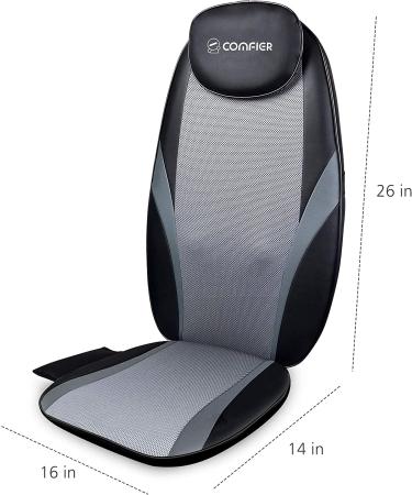 Comfier Back Massager with Heat - Shiatsu Massage Chair Pad for Full Back, Shoulder, and Neck - Home & Office Use - Gray - Buy Online on GoSupps.com