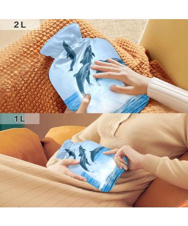 Sea Dolphins Jumping Hot Water Bottle (1L) - BPA Free Small Hot Water Bag for Pain Relief & Hot/Cold Compress - International Shipping - Buy Online on GoSupps.com