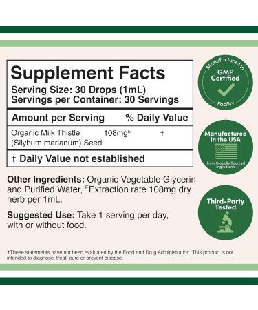 Milk Thistle Supplement - Organic Milk Thistle Liver Detox Drops 1 FL OZ - 30 Servings (Vegan Safe Non-GMO Gluten Free) Perfect Addition to Tea by Double Wood - Buy Online on GoSupps.com
