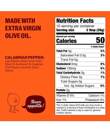 Brami Keto Lupini Bean Dip - 0g Sugar, 0g Net Carbs, Vegan, Low Carb, Mediterranean 10oz (Calabrian Pepper 4 Count) - Buy Online on GoSupps.com