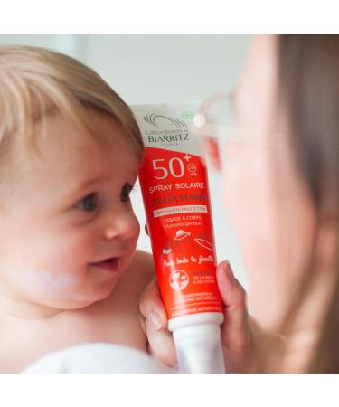 Laboratoires de Biarritz Sonnenpray LSF50+ ALGA Maris Bio - Certified Sunscreen for Face & Body - Family Size 150ml - Made in France - Suitable for Babies Children & Adults - Buy Online on GoSupps.com