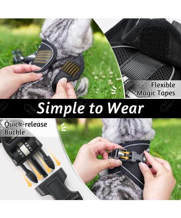 Rabbitgoo Cat Harness and Leash Set - Escape Proof Vest for Small Cats - Reflective Strip - Comfortable Outdoor Walking Gear - Small Black - Buy Online on GoSupps.com