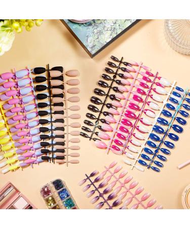 480 pc Medium Length Matte & Gradient Coffin Press on Nails - Full Cover False Nails for Nail Art - Glossy Fake Nail Tips for Women & Girls - Buy Online on GoSupps.com