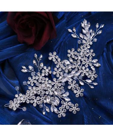 2 Pack Rhinestone Bride Wedding Headband Hair Clips - Bridal Bridesmaid Accessories for Women - Buy Online on GoSupps.com