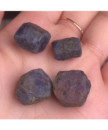 Natural Crystal Rough 4pcs Natural Corundum Raw Stones Natural Rough Gemstone Crystal Mineral Specimen Stone Collection