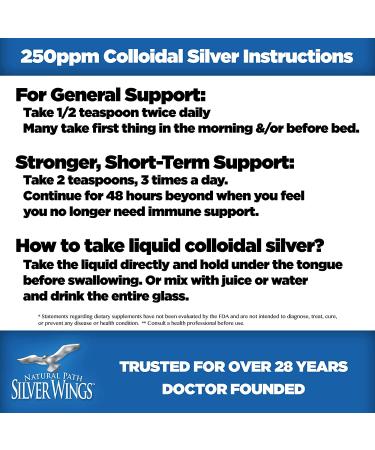 Natural Path Silver Wings Colloidal Silver 250ppm 8 Fl. Oz. - Immune Support Supplement - Buy Online on GoSupps.com