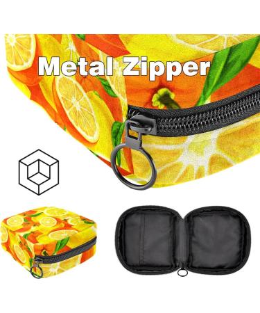 Stylish Portable Storage Bags for Women's Bandages & Menstrual Products | Yellow Lemon & Orange Design - Buy Online on GoSupps.com