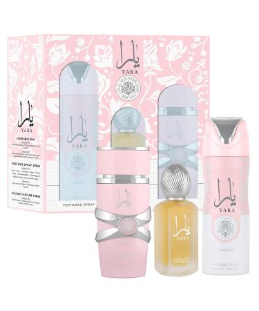 Lattafa Yara for Women 3 Piece Set (3.4 Oz Eau de Parfum Spray + 1.7 Oz Hair Mist + 6.7 Oz Deodorant Spray) 3.87 Fl Oz (Pack of 3) - Buy Online on GoSupps.com