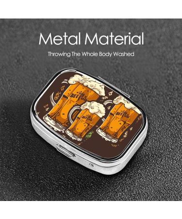 Beer Printing 2 Compartment Small Pill Case - Cute Travel Pill Box Organizer for Pocket & Purse Gifts - Buy Online on GoSupps.com