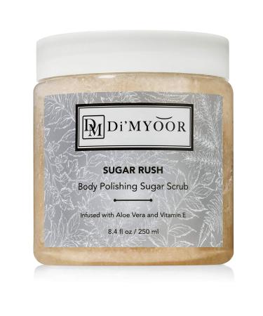 SUGAR RUSH Body Polishing Sugar Scrub by Di'Myoor - Organic Anti Aging Skin Humectant with Aloe Vera and Vitamin E - Exfoliating Nourishing and Protection Cream