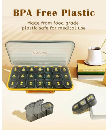 Weekly Pill Organizer 3 Times A Day - AM PM 7 Day Medicine Box Large Travel Case for Vitamins & Supplements (Green - Buy Online on GoSupps.com