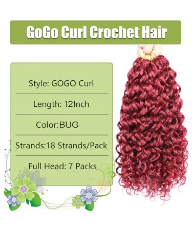 Gogo Curl Crochet Hair 12 Inch 7 Packs Short Burgundy Curly for Black Women - Water Wave Deep Wave Beach Curl Synthetic Hair Extensions - Buy Online on GoSupps.com