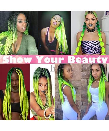 Ombre Jumbo Braiding Hair Fluorescent Green Extension 24 Inch Braiding Hair Extension for Women High Temperature Jumbo Braids for Twist Crochet Braiding Hair(B13) - Buy Online on GoSupps.com