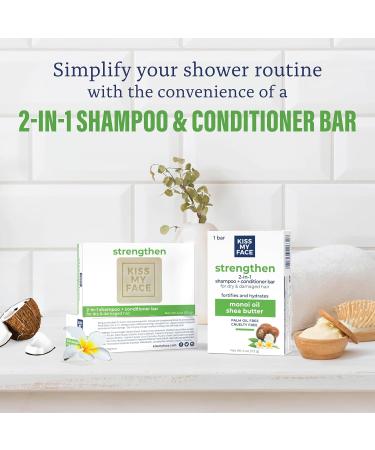 Kiss My Face 2-in-1 Shampoo & Conditioner Bar | Palm Oil-Free Cruelty-Free Monoi Oil & Shea Butter | Ideal for All Hair Types - Strengthen Dry & Damaged Hair - Buy Online on GoSupps.com