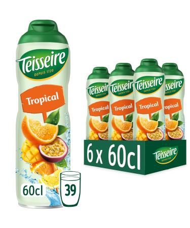 Teisseire Sirop Tropical pour Boisson Rafra chissante Cocktails Bidon Recyclable 6x60cl