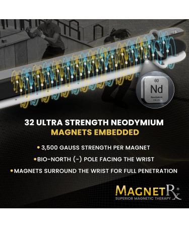 Magnetrx Ultra Strong Sport Magnetic Bracelet - Waterproof Silicone for Pain Relief Energy & Balance - Unisex White X-Large - Buy Online on GoSupps.com