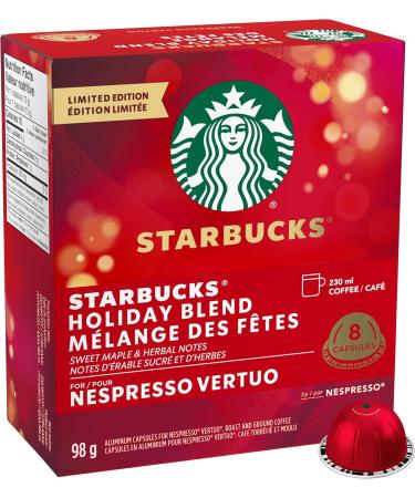 STARBUCKS Holiday Blend for NESPRESSO VERTUO Limited Edition Medium Roast Coffee Sweet Maple and Herbal Notes 100% Arabica Coffee 8 Recyclable Capsules Pack of 4 - Buy Online on GoSupps.com