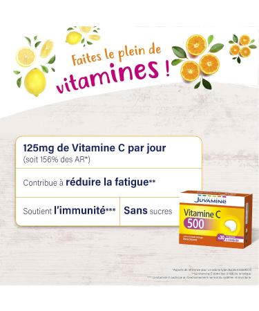 JUVAMINE - Vitamin C 500 - Helps reduce fatigue - Supports immunity - Natural Orange Flavor - Sugar Free - 4 Month Program - - Buy Online on GoSupps.com