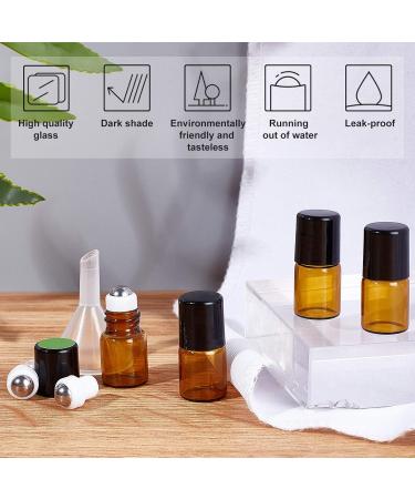 Benecreat 30 Pack Mini Brown Glass Roll-On Bottles with Black Caps | Essential Oil & Perfume Roller Set - Includes Funnels Opener Droppers & Stickers - Buy Online on GoSupps.com