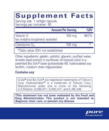 Buy Pure Encapsulations Q-Gel 100 | Hydrosoluble CoQ10 with Vitamin E | 60 Softgel Capsules for Optimal Health - Buy Online on GoSupps.com