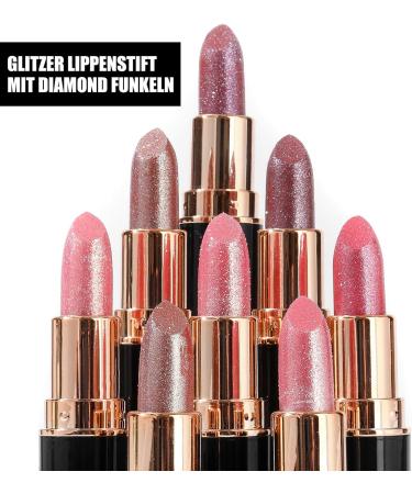 Rouge l vres paillet rose paillet avec paillettes diamant rouge l vres m tallique scintillant imperm able et durable baume l vres brillant hautement pigment et hydratant - Buy Online on GoSupps.com