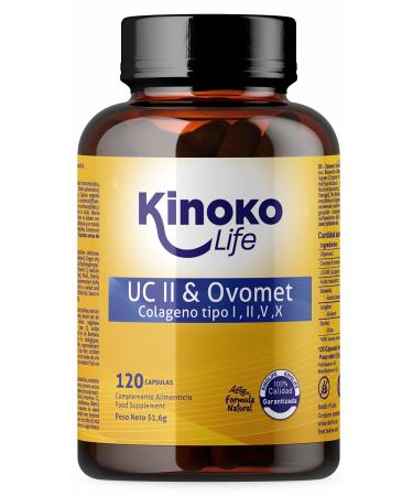 UC-II & OVOMET COLLAGEN 120 capsules | Type I II V X with Hyaluronic Acid | Ginger | Boswellia | Bamboo | Vitamin C | for flexibility and mobility of joints. UCII