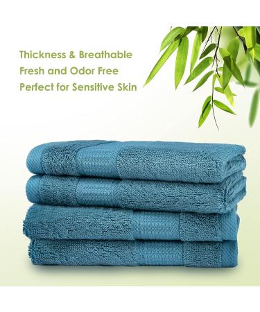 CANFOISON Bamboo Washcloths 4 Pack, Peacock Blue | Super Soft & Absorbent Bathroom Towels for Adult, Kids, Baby | 13x13 inches | 4PCS Washcloths - Buy Online on GoSupps.com