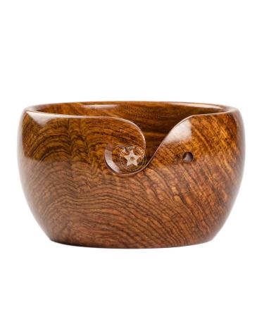 Handmade Rosewood Yarn Storage Bowl for Knitting & Crocheting by SIC | A Perfect Yarn Storage Bowl for Yarn Winder & Crochet Hook Accessories Holder (7 x 4", Rosewood Simple) Large Rosewood Simple