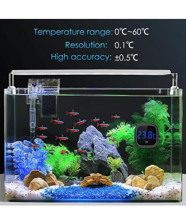 Brifit Digital Mini Aquarium Thermometer - High Precision LED Display Touch Screen Gluing-On for Fresh & Marine Water - 1 Piece Black - Buy Online on GoSupps.com