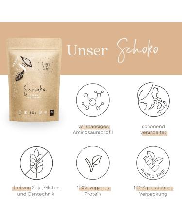 Heyhale Vegan Protein Chocolate 600g | 100% Plastic-Free | Plant-Based Pea & Rice Protein | Vegan Protein Powder - Buy Online on GoSupps.com