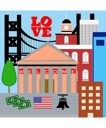 Baby Jack & Co 8x8 Learning Lovey Philadelphia Tag Toy for Babies - Crinkle Soft Toy - USA Cities & Shapes - BPA Free - Ideal Baby Gift - Buy Online on GoSupps.com