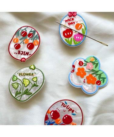 Lovielf 5pc Needle Minder Cartoon Art Flower Cute Holders - Acrylic Magnet for Cross Stitch & Embroidery - Buy Online on GoSupps.com