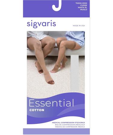 Buy SIGVARIS Unisex Cotton 230 Open Toe Thigh High Compression Stockings 20-30mmHg Light Beige - Medium Tall (1 Pack) | International Shipping Available - Buy Online on GoSupps.com