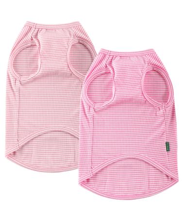 Sychien dog shirt combed cotton soft cool boys-girl t-shirt for large dogs Labrador pink rose striped XXL XX-Large pink