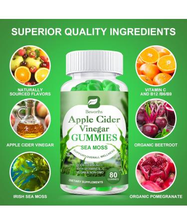 B BEWORTHS Elderberry & Sea Moss Gummies with Zinc, Vitamin C, D3 for Adults & Kids - Apple Cider Vinegar & Sea Moss Gummy with Vitamin B9, B12 - Buy Online on GoSupps.com