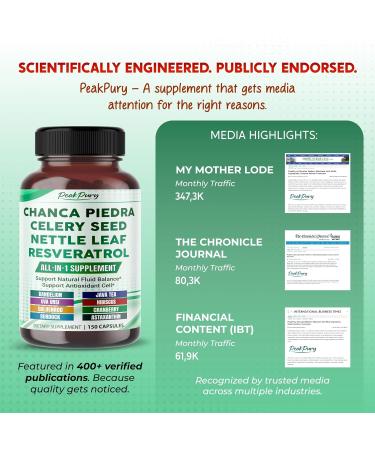 Premium All-in-1 Chanca Piedra Celery Seed Nettle Leaf & Resveratrol Supports Fluid Balance & Antioxidant Cell Protection 150 Capsules 150 count (pack of 1) - Buy Online on GoSupps.com