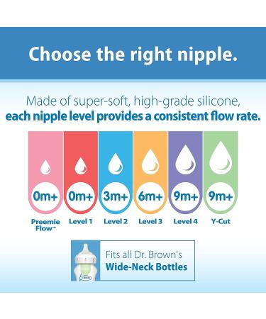 Dr. Brown's Level 2 Wide-Neck Baby Bottle Nipple - Medium Flow, 6 Count - Buy Online on GoSupps.com