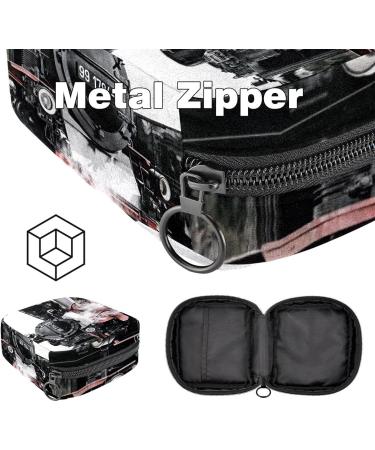 Vintage Trucks & Trains Sanitary Napkin Storage Bag | Portable Menstrual Cup Pocket with Zipper for Girls & Women - Buy Online on GoSupps.com