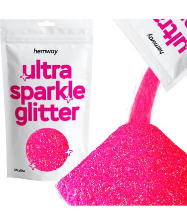Hemway |Ultra -shine glitter fine -fashioned 1/128 "0.008" 0.2mm (fluorescent pink) Cosmetic secure epoxy resin handicrafts weddings decorations art beauty decoration - 100g fluorescent pink ultrafine - 100g