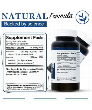 Living Well with Dr. Michelle Vitamin D3 10 000 IU with K2 Immune Teeth Bone Health Support Non-GMO Gluten & Dairy Free 60 Day Supply 60 Capsules - Buy Online on GoSupps.com