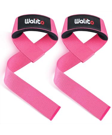 WALITO Weight Lifting Straps 24 Wrist Deadlift Straps with Neoprene Padding for Men and Women  Wrist Lifting Straps for Weightlifting Powerlifting Strength Training (Pair) Pink
