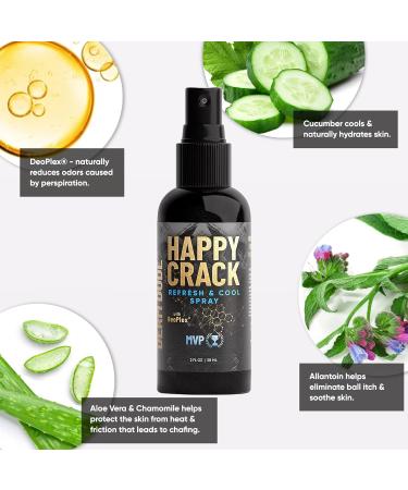 Derm Dude Happy Crack Refresh & Cool Butt Spray | With Soothing Witch Hazel | Formulated With All-Natural DeoPlex for Odor Control | Deodorant & Odor Eliminator Spray - MVP Scent 2 oz (1 pack) - Buy Online on GoSupps.com