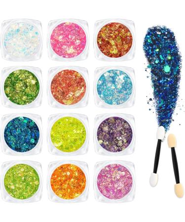  AOOWU Glitter Body Gel 12 Colors Glitter Face Glitter Gel with Brush Face Makeup Glitter Face Makeup Glitter Halloween Birthday - Buy Online on GoSupps.com