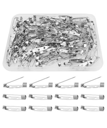 Prasacco 120 Pcs Brooch Pins Brooch Backs Badge Pins Bar Pins with 2 Holes for Name Tags Jewelry Making DIY Crafts (25mm)