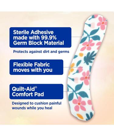 Band-Aid Flexible Fabric Wildflower Bandages First-Aid Wound Care Dressing Healing Injury Adhesive Wound Cover 30 Pack - Buy Online on GoSupps.com