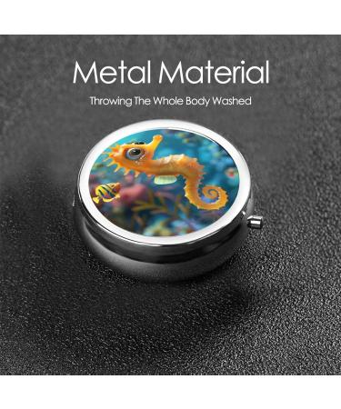 Cute Yellow Seahorse Portable Metal Pill Box | 3-Compartment Travel Organizer | Must-Have for Small Pills & Medication - International Shipping Available - Buy Online on GoSupps.com