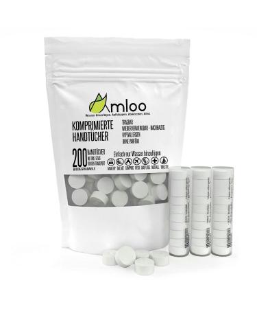 Amloo 200 Magic compressed towels.Mini travel towel for health and outdoor sports.Small face towel disposable oshibori and finger washcloth portable with 3 transportetuis 200 pieces